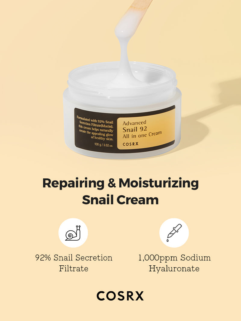 Moisturising cream with 92% snail mucin by Cosrx