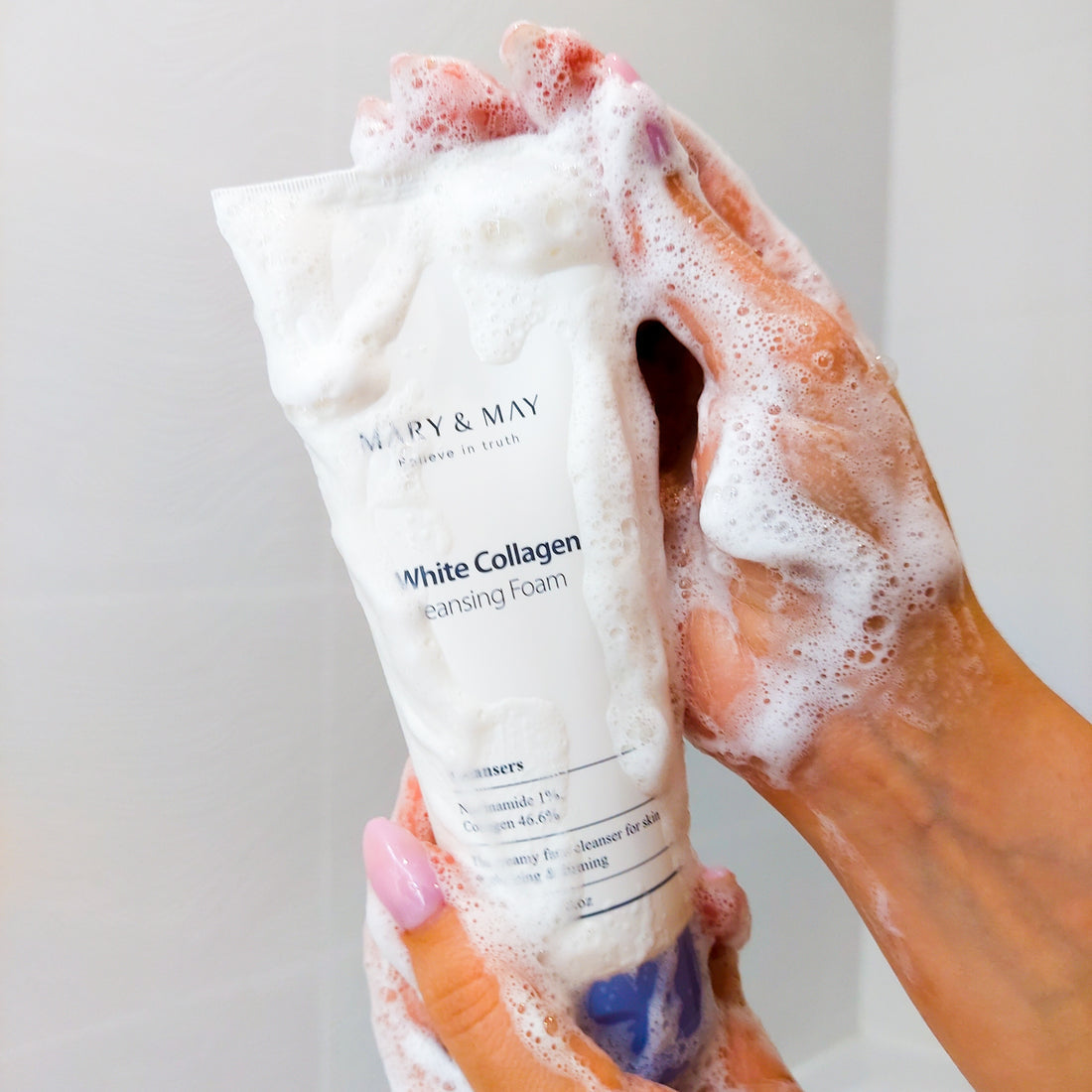 White collagen cleansing foam by Mary&May